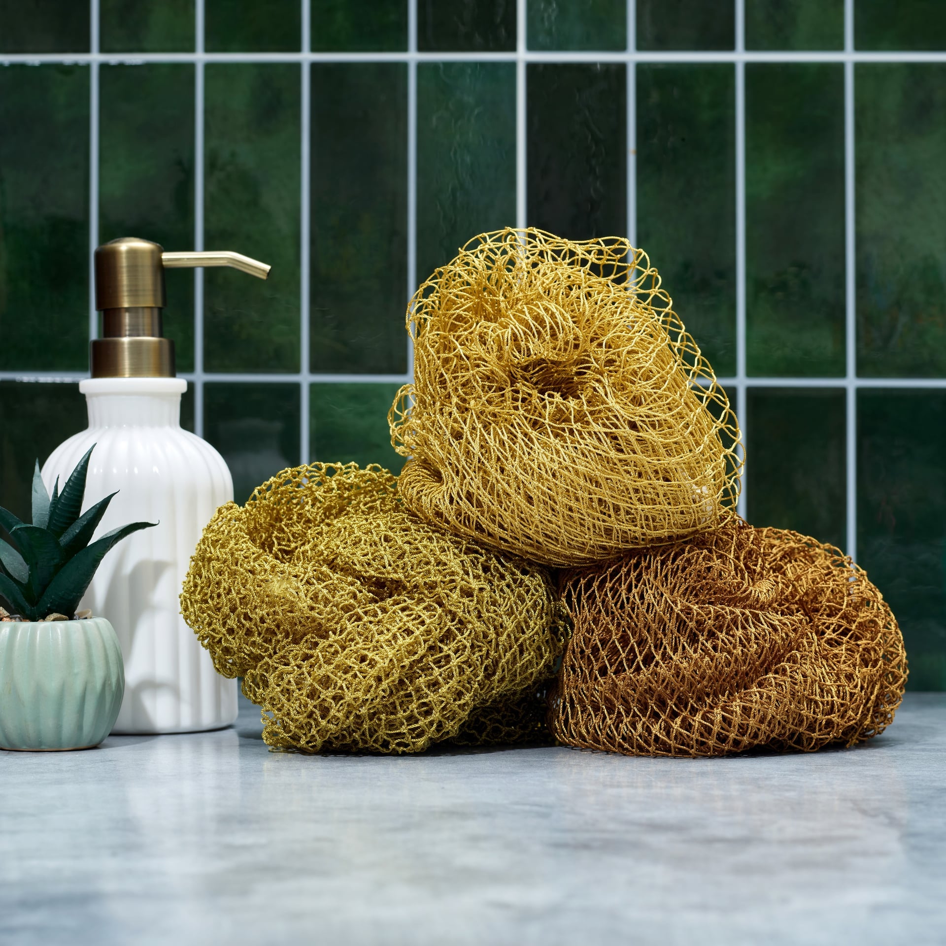 Triple Texture African Net Sponge Bundle