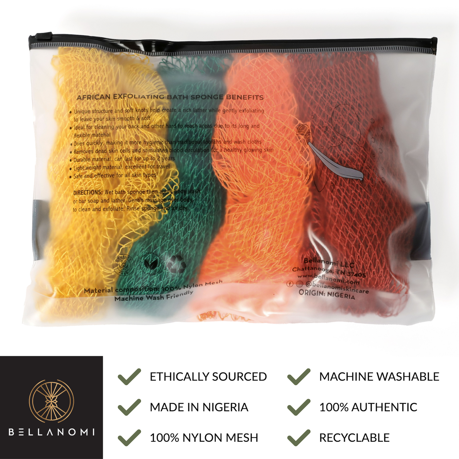 4-Piece African Exfoliating Net Sponge Set