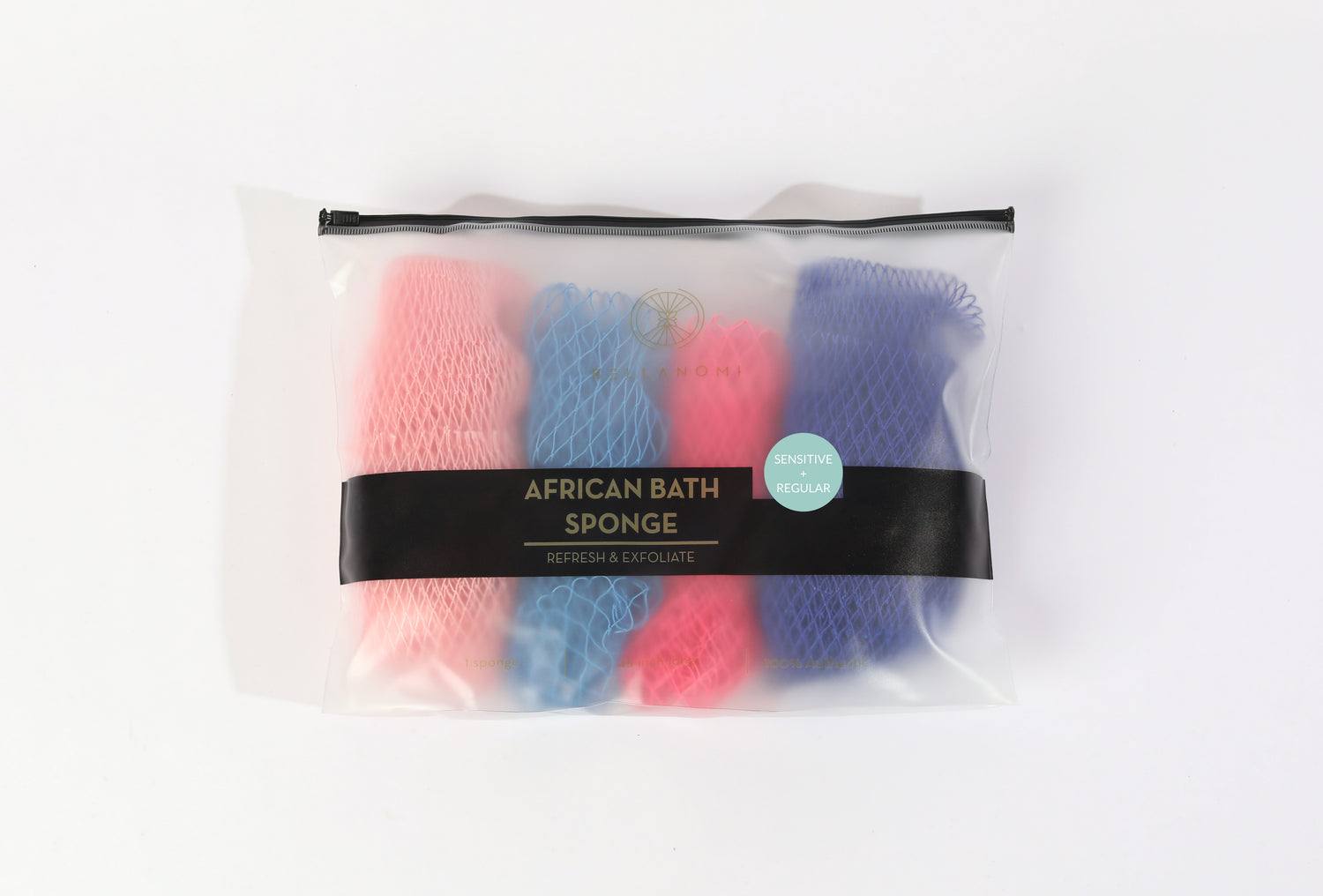 4 Piece African Exfoliating Net Sponge Bundle for Regular and Sensitive Skin