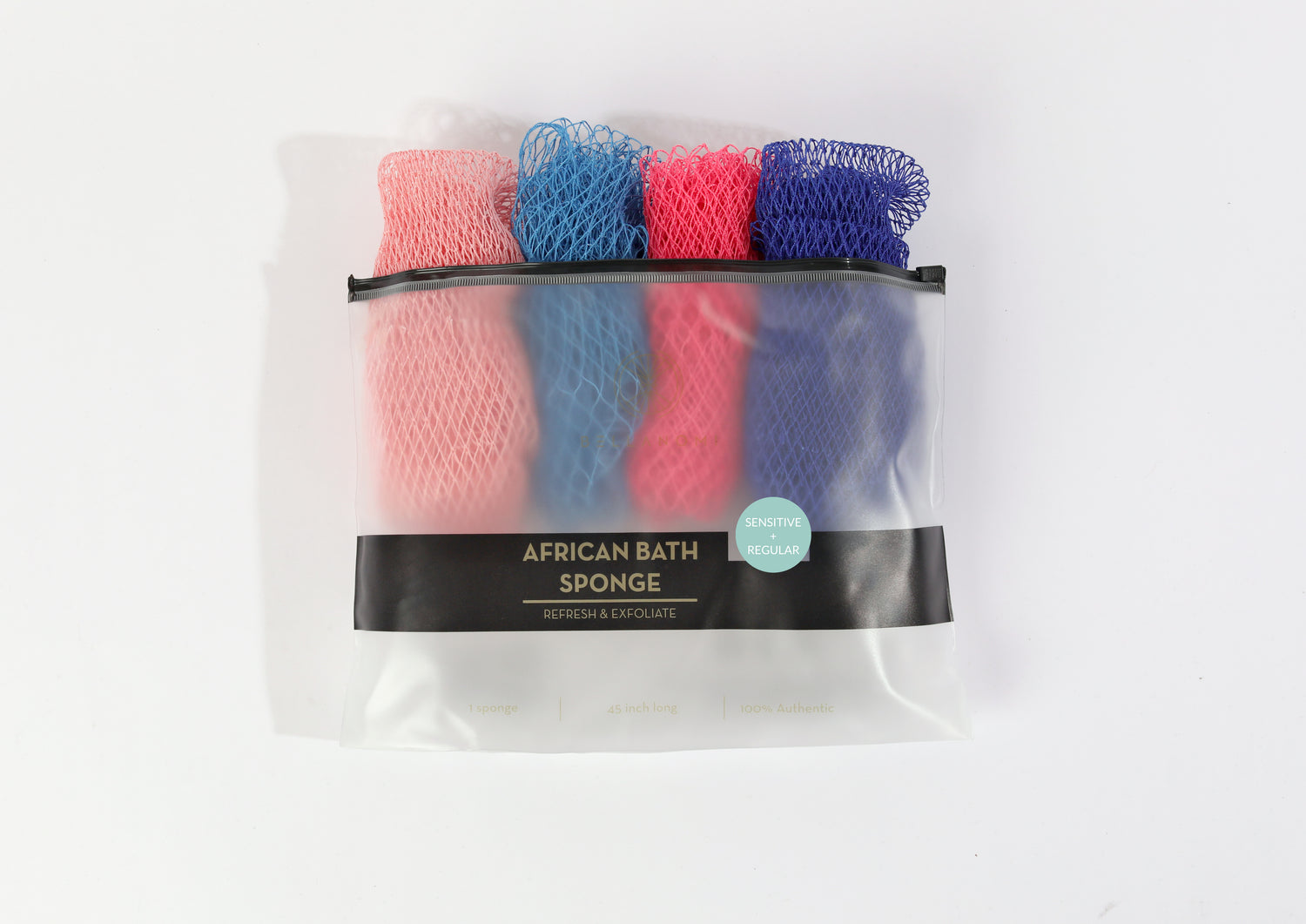 4 Piece African Exfoliating Net Sponge Bundle for Regular and Sensitive Skin