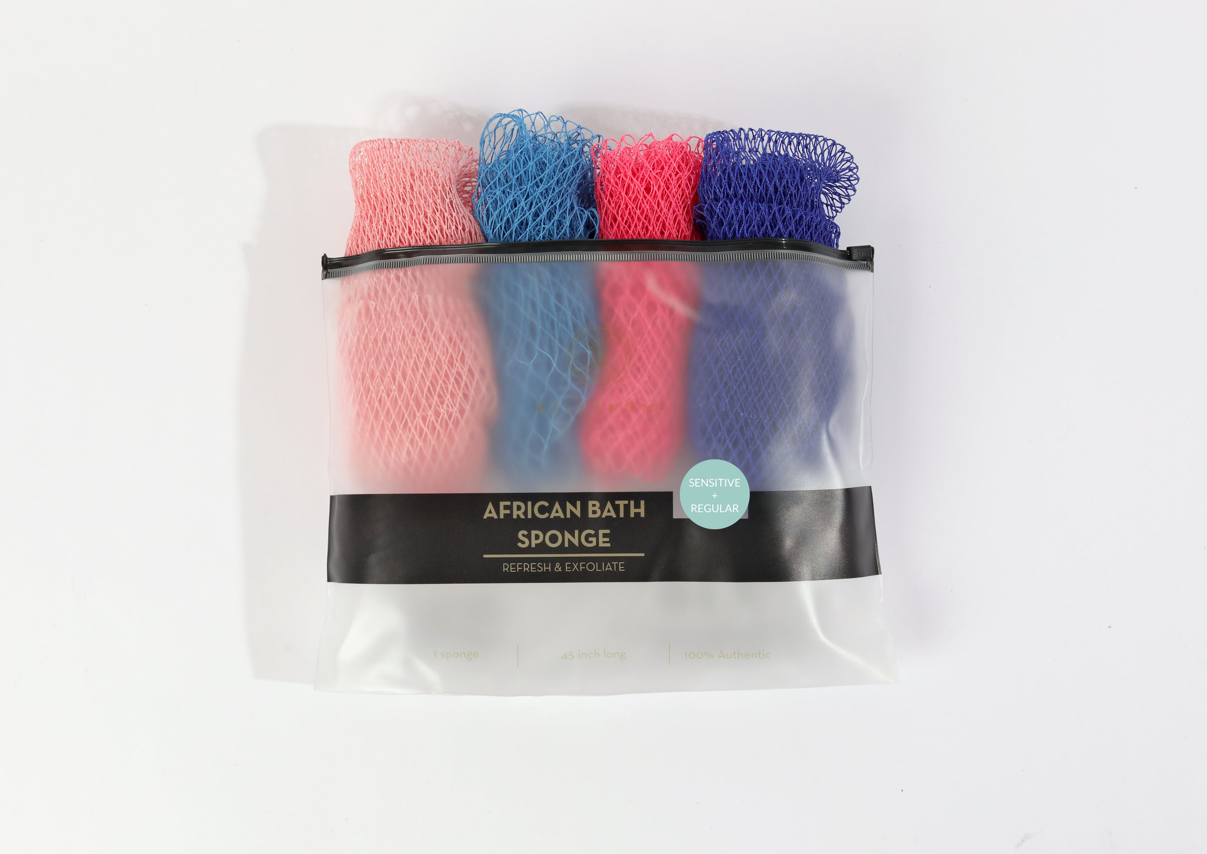 4 Piece African Exfoliating Net Sponge Bundle for Regular and Sensitive Skin