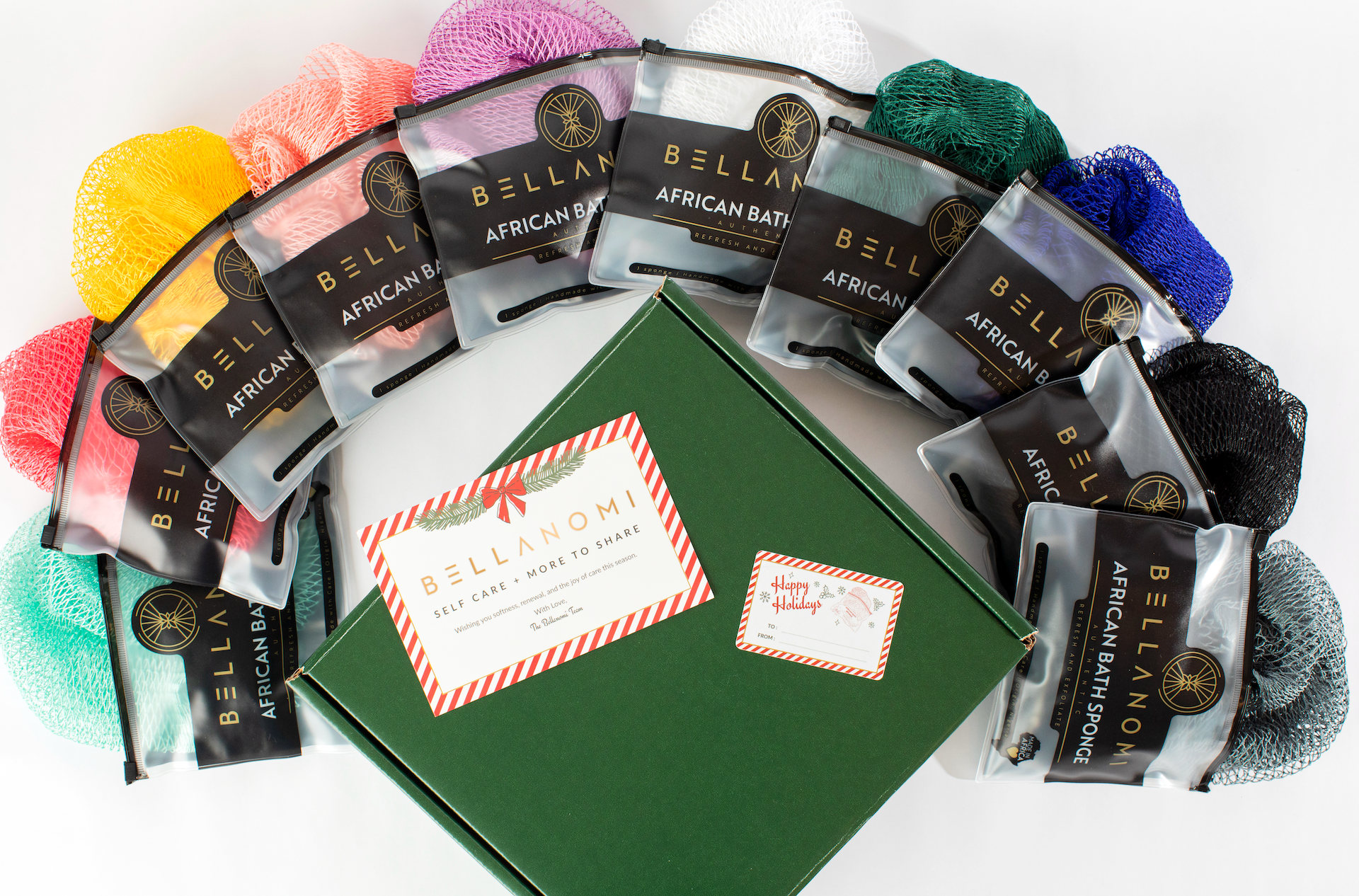 10-Pack African Exfoliating Net Sponges Holiday Box