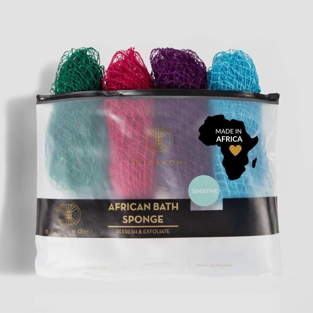 4-Pack African Exfoliating Net Sponge Set for SENSITIVE SKIN