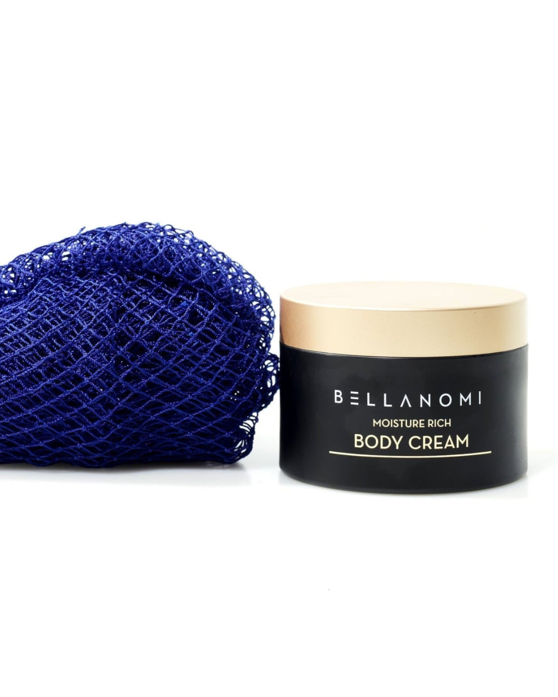 Bellanomi body cream and blue net sponge