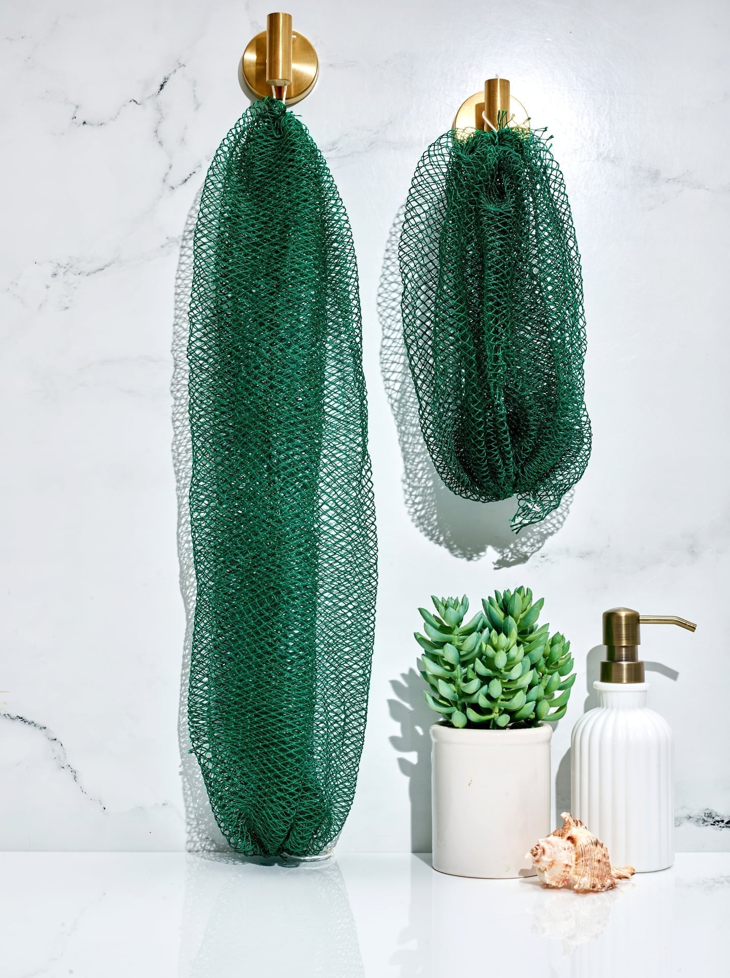 Bellanomi Mini African Net Sponge compared with full length African Net Sponge.