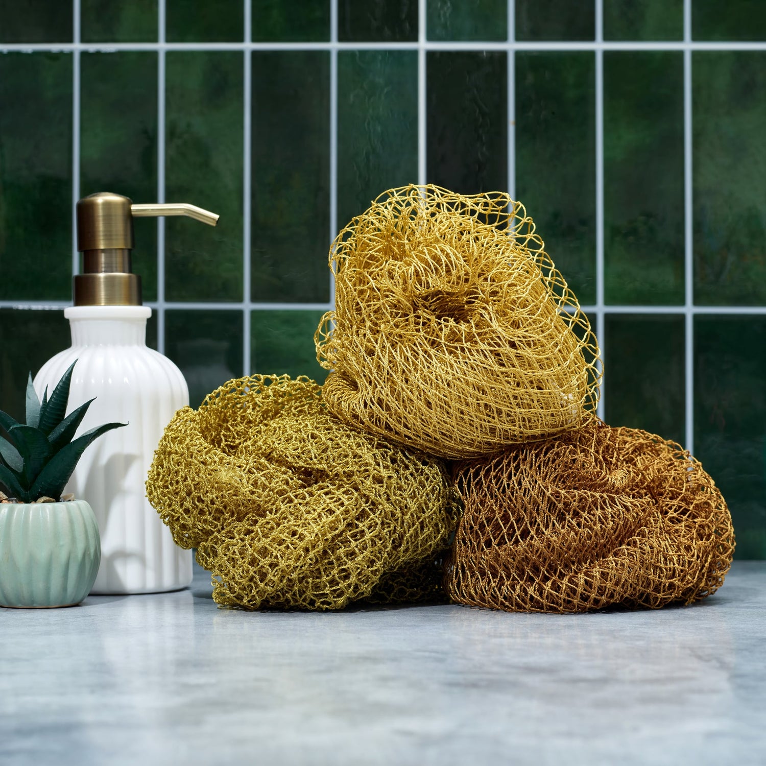Triple Texture African Net Sponge Bundle