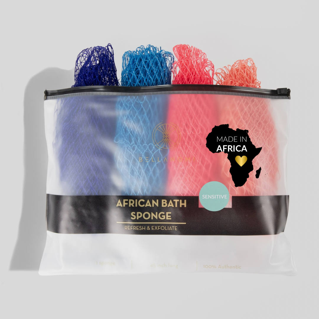 4-Piece African Exfoliating Net Sponge Set for SENSITIVE SKIN
