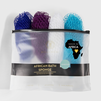 4-Piece African Exfoliating Net Sponge Set for SENSITIVE SKIN