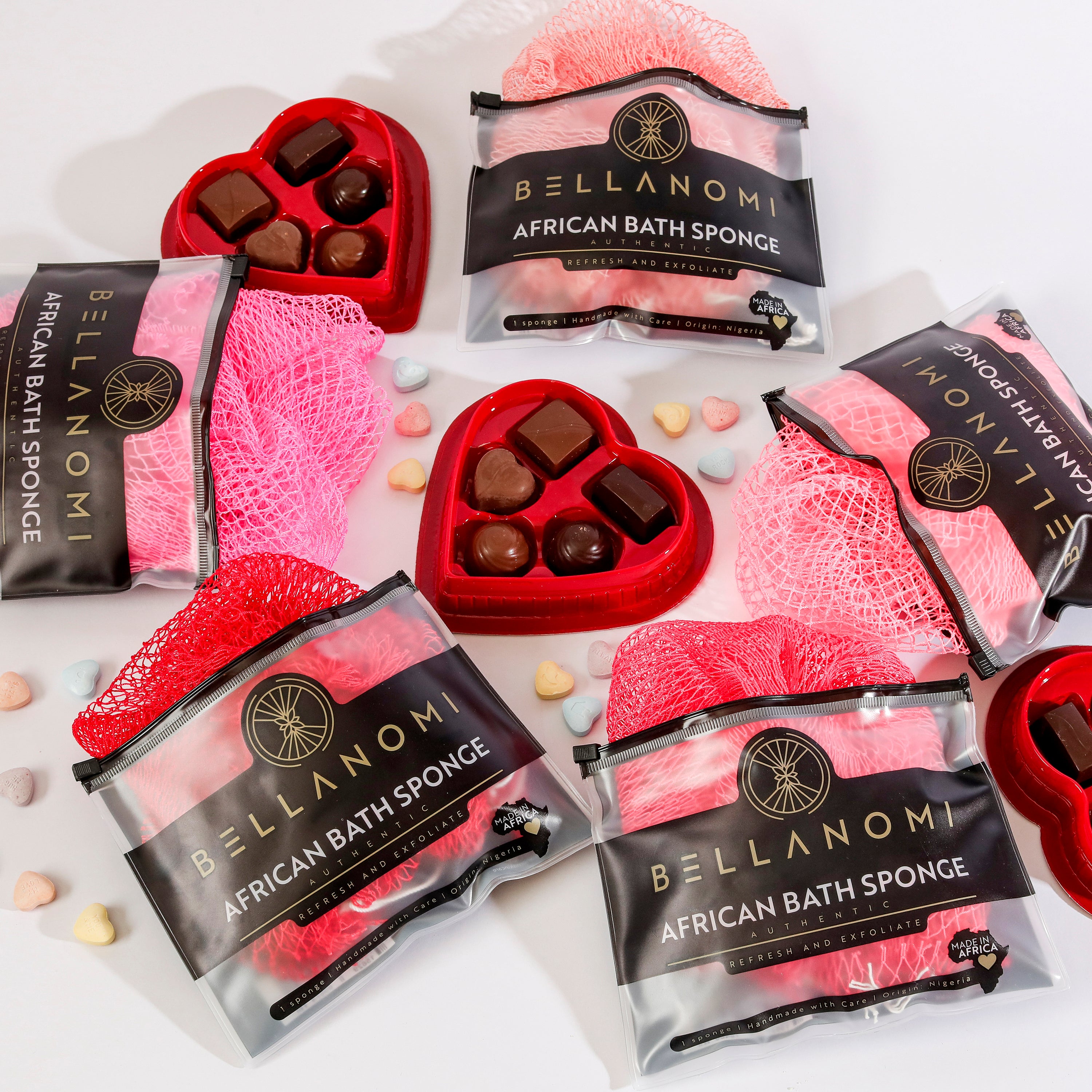 5-Pack African Exfoliating Net Sponges Cupid Box