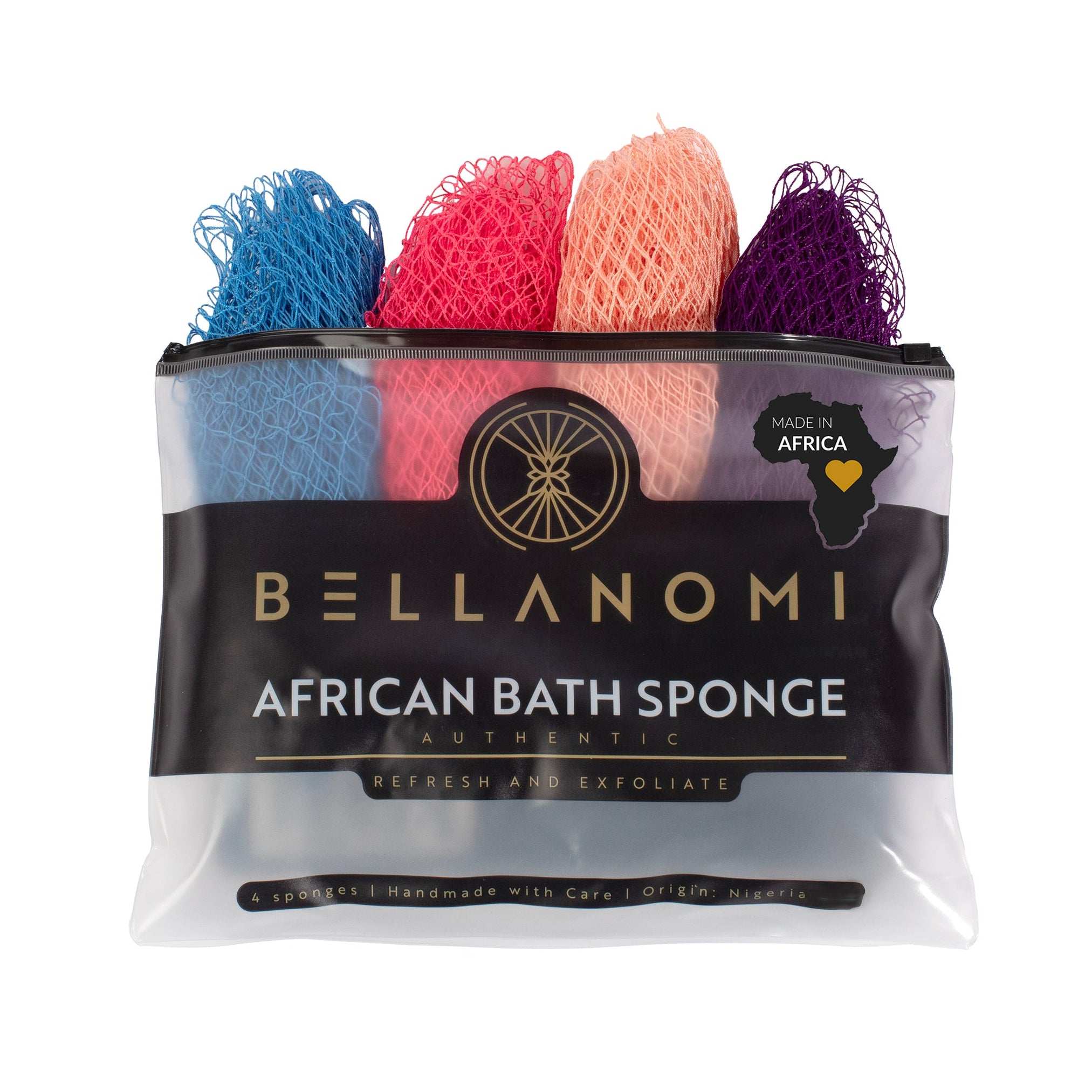 4-Pack African Exfoliating Net Sponge Soft Texture