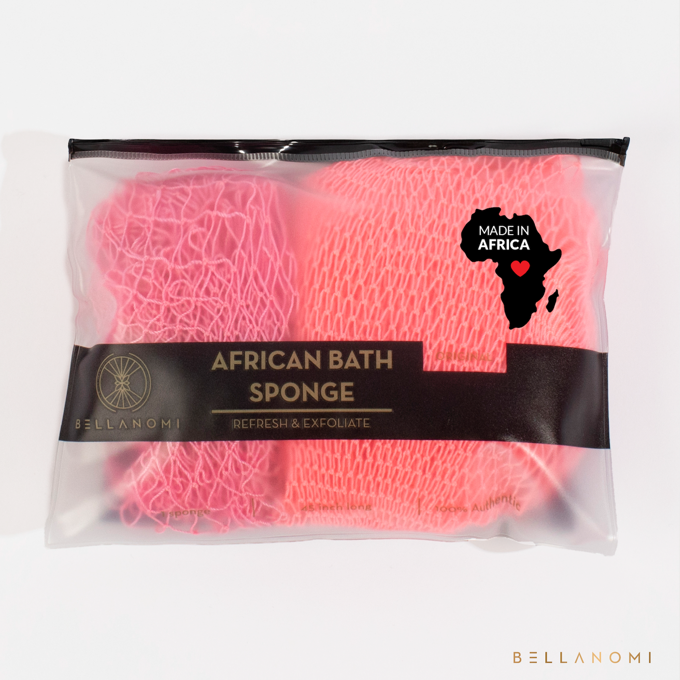 Bellanomi Face &amp; Body Exfoliating Net Sponge Duo - Cupid Rose Pink