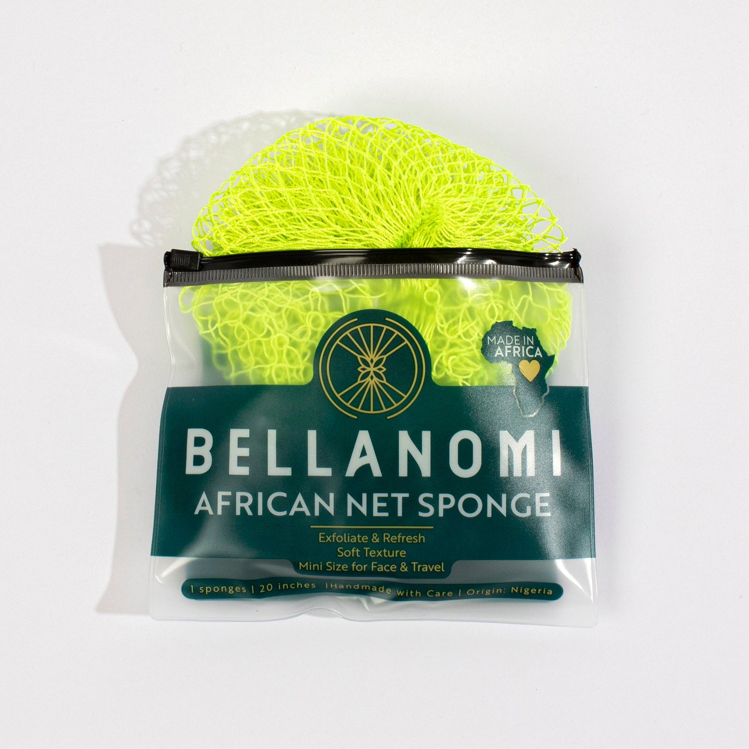 Bellanomi African net sponge in packaging on a white background