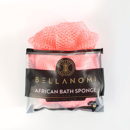 Pink AFRICAN NET sponge in packaging with &