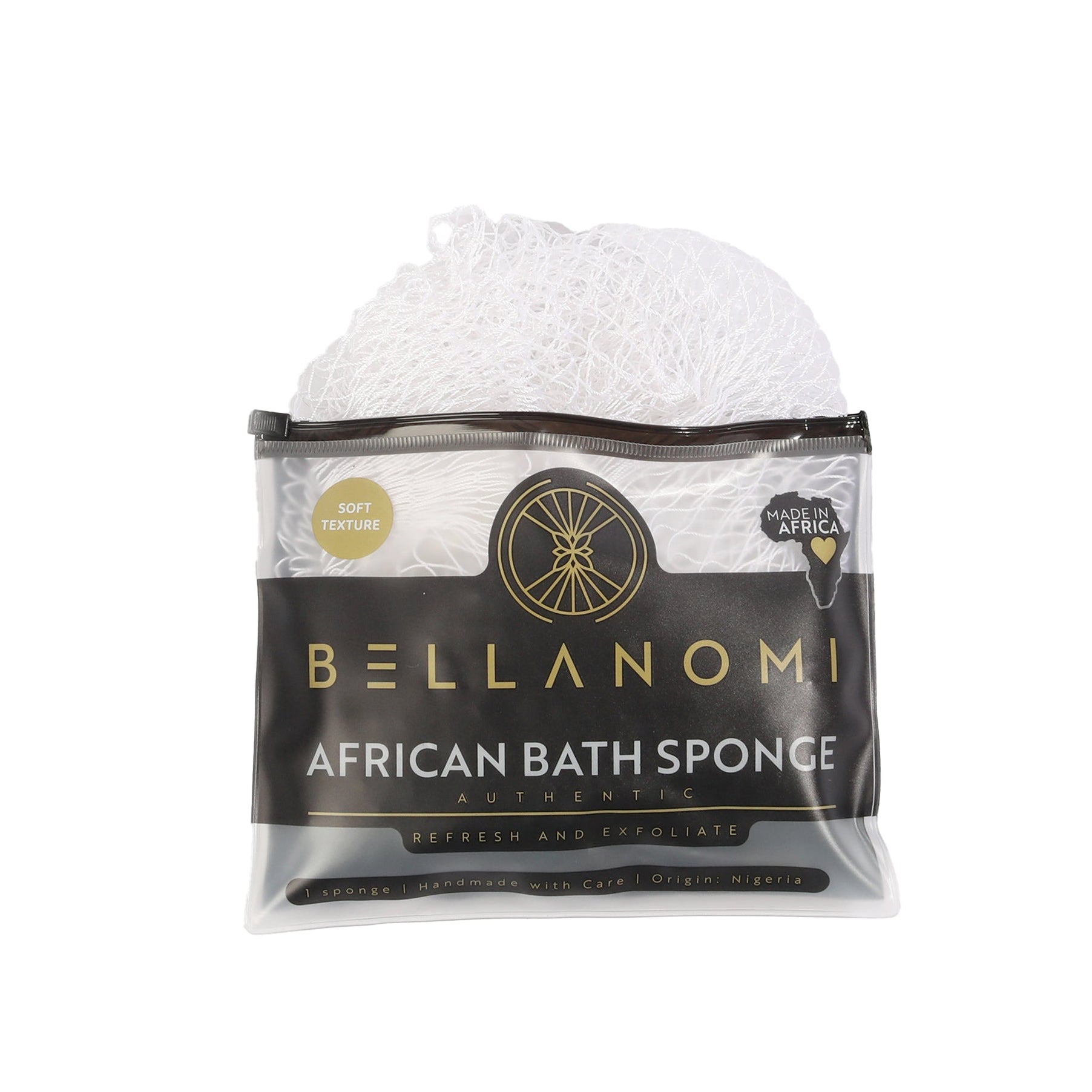 bellanomi white African net sponge soft texture for sensitive skin