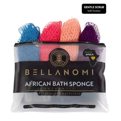 4-Pack African Exfoliating Net Sponge Soft Texture